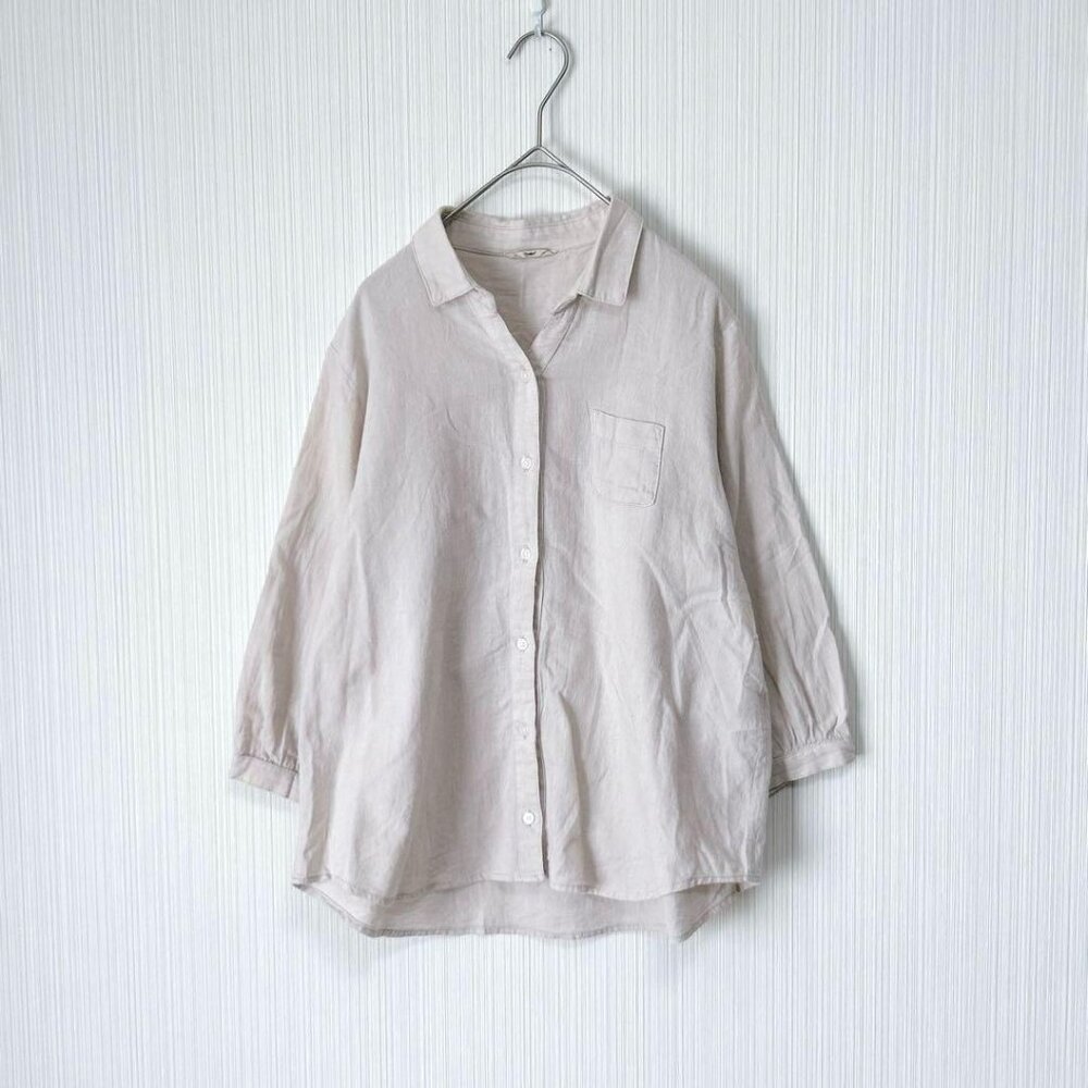 Colzea 3/4 Sleeve Shirt Beige Linen Blend Natural